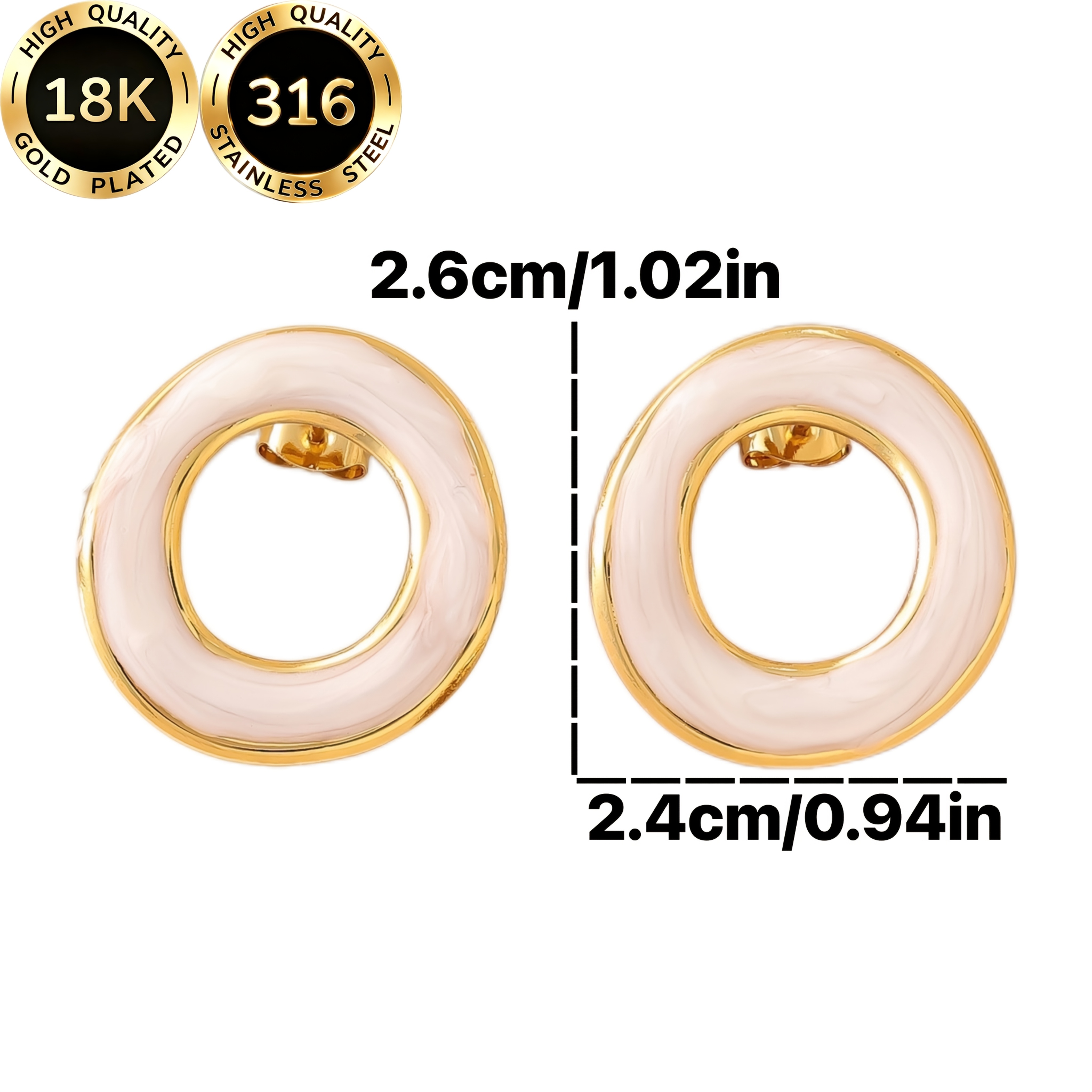 Women's 18K Golden Plated Hollow Round Hoop Earrings — Light Design
